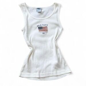 Vintage Y2K 2001 Old Navy American Flag Ribbed Tank Top, Women's Size XS